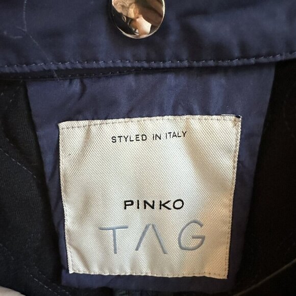 Pinko Coat Womens 6 US Quilted Jacket Removable Hood Heavy Lined Made In Italy - Picture 2 of 10